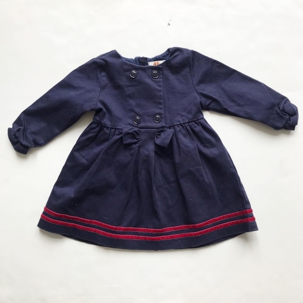 Chickeeduck navy long sleeve dress EUC 100(3/4T)